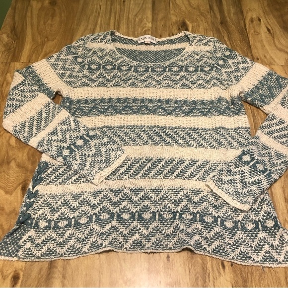 Knox Rose Striped Knit Pullover Acrylic  Sweater Braided Sides Womens Size Large - Picture 1 of 8